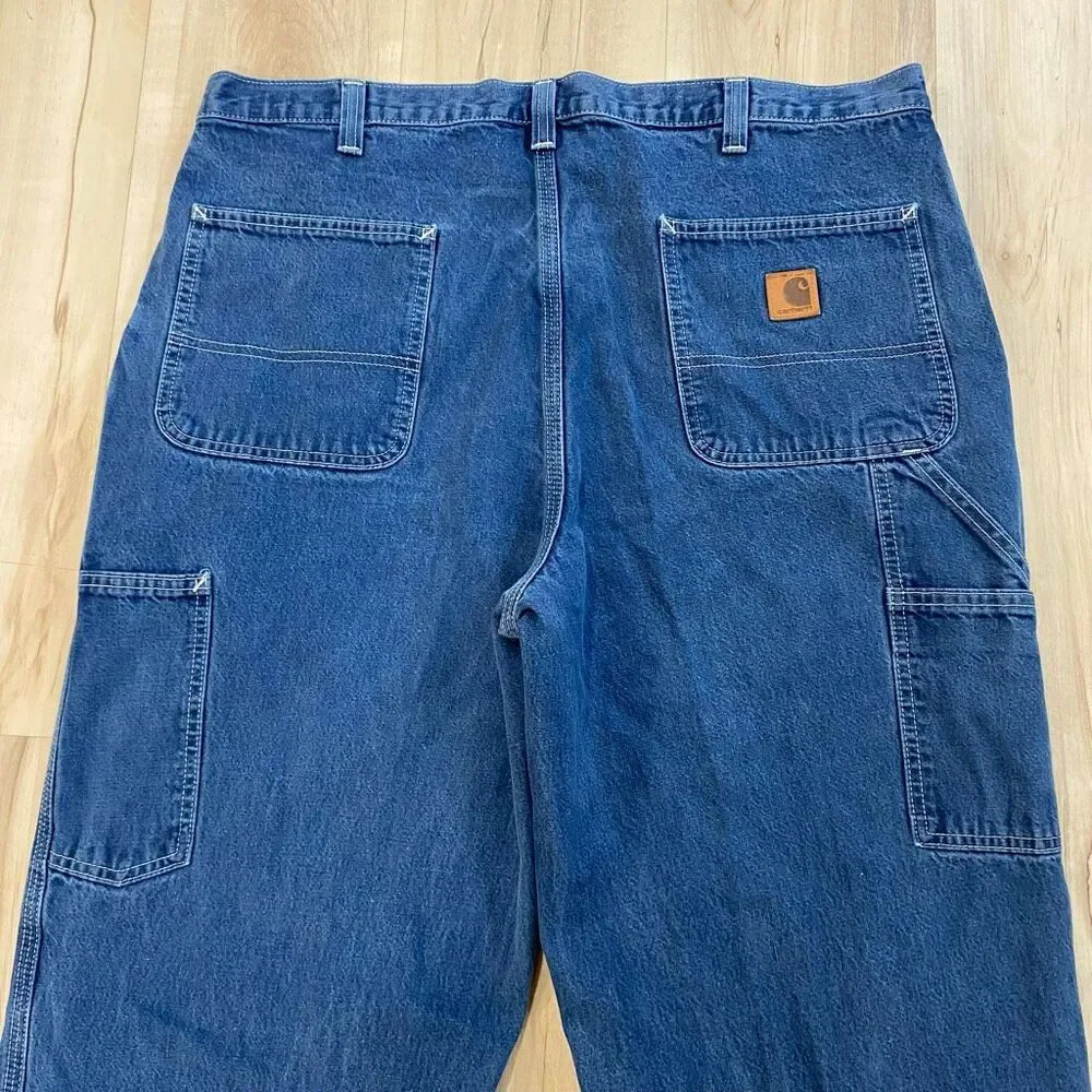 Carhartt Dungaree Fit Carpenter Jeans 38x34 Blue Workwear Utility Pants